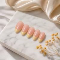 Y169 Kit de faux ongles réutilisables Kaixin de grande qualité, courts, en amande, jaunes, style français, pour l'extérieur