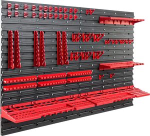 Estante de pared Pegboard de 1150x780mm con 58 accesorios apilables de plástico, estante de taller, contenedor de almacenamiento de plástico, caja de herramientas apilable - Product Image 2