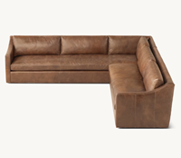 Ensemble de salon moderne de luxe de conception européenne OEM Sassanid, banc en cuir classique belge à accoudoirs inclinés, section en L