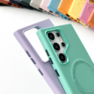 Funda de teléfono móvil a prueba de golpes de cuero magnético de lujo, funda trasera de carga inalámbrica, forro de microfibra para <span class=keywords><strong>Samsung</strong></span> S24 Ultra S24 Plus - Product Image 4