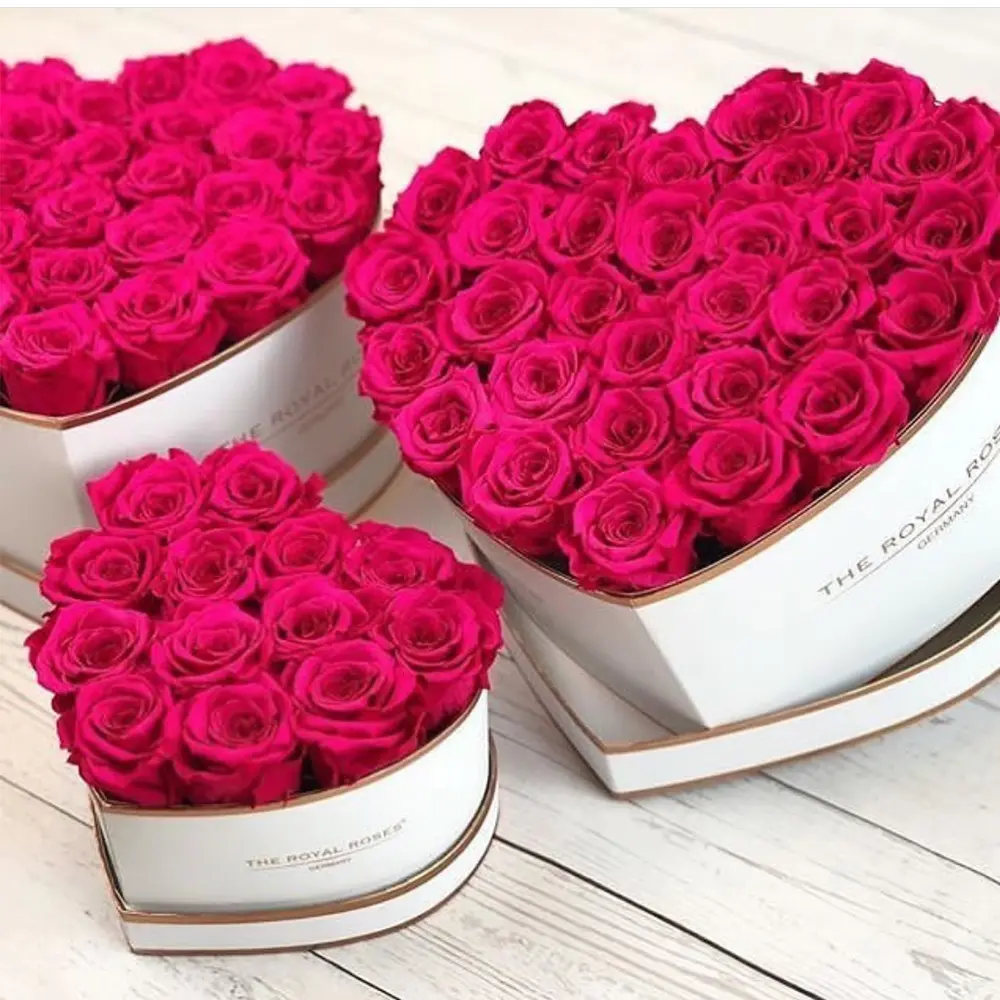 Cajas de embalaje de rosas redondas para regalo, cajas de flores de lujo con ventana transparente, color negro, venta al por mayor