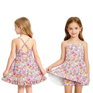 En Stock Vestido Corto de Yoga con Tirantes para Niñas, Color Rosa, Ropa Deportiva al por Mayor, Nueva Moda, Boutique, Ropa Deportiva Infantil - Product Image 1