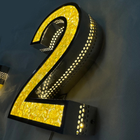 Enseigne lumineuse LED en diamant scintillant, enseigne commerciale en acrylique 3D éclairée pour l'extérieur et l'intérieur