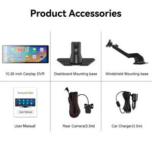 Pantalla Universal para Navegación de Coche con Carplay de 10.26 Pulgadas y 360 °   Cámara Giratoria Apple Carplay Android Auto 5.0G WIFI BT 4K+1080P Dash Cam - Product Image 6