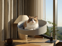 Meubles pour animaux de compagnie en gros : Lit-caverne pour chat réglable et rotatif en acier inoxydable, design moderne, pour bureau et fenêtre