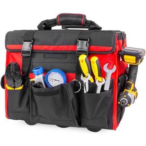 Free Sample High Quality 600-Denier Red Contractor's Rolling <b>Tool</b> Tote <b>Bag</b> <b>with</b> <b>Wheels</b> Water Resistant for Special Purpose Cases - Product Image 4