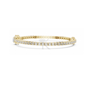 Pulsera de tenis con halo ovalado de diamantes East West, con centro de diamantes cultivados en laboratorio en oro amarillo, elegante joyería nupcial. - Product Image 2