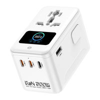 200W GaN Universele Reisaansluiting LCD 3 TYPE-C + 1 USB-A PD/PPS Snellader 100-250V Ingang 1 Land CE/FCC/RoHS Gecertificeerd