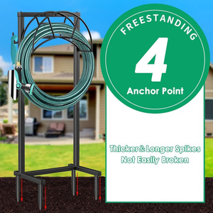 <b>Garden</b> hose holder, hose reel rack with <b>hooks</b>, hose organizer, accommodates 160 feet of hose. - Product Image 3