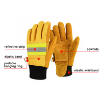 Gants de sécurité pour chantier en cuir de vachette avec bande réfléchissante, paume épaissie, faciles à porter, pour la protection au travail et la lutte contre les incendies