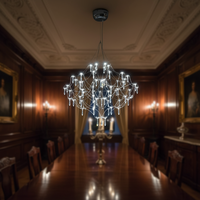 Luminaires suspendus LED en acier inoxydable à haut rendement lumineux Villa Salle à manger Restaurant Lustres de luxe