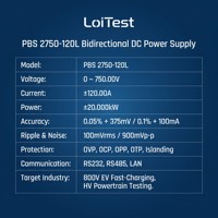 Fuente de CC Bidireccional LOITEST PBS 2750-180L 30kW |   Simulador de Batería con Carga Regenerativa |   Interruptor de Fuente/Recepción sin Interrupciones |   750V