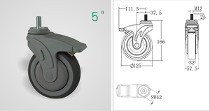 TPR Medical Hospital Equipment Nachlauf rad American Style Gewindes tiel Wasserdicht Anti Rost Nylon Nachlauf - Product Image 6
