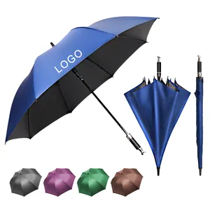 Guarda-chuva comercial automático de alça longa e reta resistente ao vento com logotipo de poste de venda quente