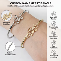 Pulsera Elegante y Sencilla para Mujer Haomi, Nombre Personalizado, Pulsera de Acero Inoxidable Brillante Personalizada para Mujer