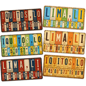 Letrero Metálico Vintage de la Ciudad de Perú, Letrero de Metal Rústico Retro, Decoración de Pared para Bar o Garaje, Estilo Antiguo - Product Image 1