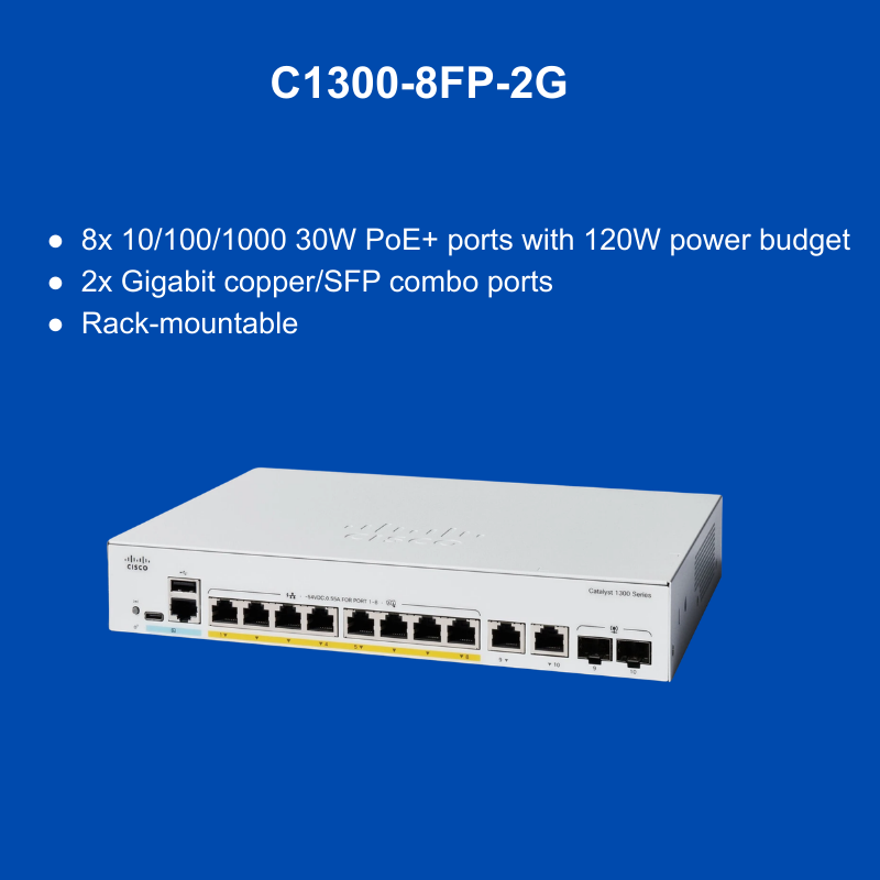 For C1300-8FP-2G C1300 Series PoE Switch 8 Port Smart with QoS and SNMP ...