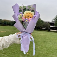 Bunga Matahari Smiley Rajutan Tangan dari Wol, Hadiah Lintas Negara untuk Natal, Hari Valentine, Ulang Tahun, untuk Pacar, Sempurna untuk Wisuda