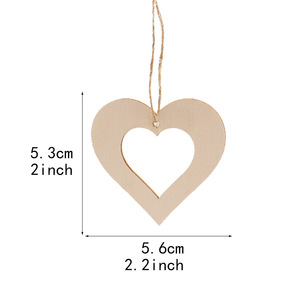 Pendentif en bois en forme de cœur 5,3x5,6 cm, découpe en forme de cœur, décoration de la Saint-Valentin, artisanat, décoration intérieure - Product Image 5