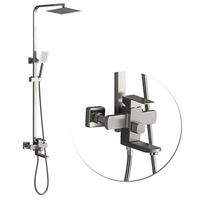 Mitigeur de douche carré à effet pluie, robinet de bain mural, robinetterie de salle de bain, ensemble de douches en acier inoxydable 304 pour hôtel