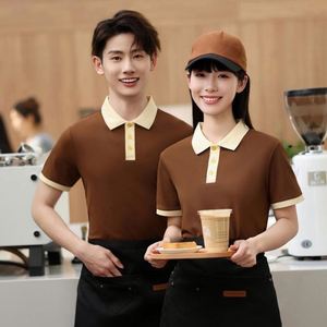 Hot Sale Hotel Uniforms Short <b>Sleeve</b> Polo Shirts for Waiter and Waitress Custom logo Embroidery Waiter Restaurant Uniforms - Product Image 4