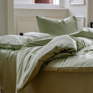 Parure de lit quatre pièces haut de gamme 60 Lanjing en soie glacée, housse de couette rafraîchissante d'été, modèle de literie ultra-douce, teinture réactive MQ - Product Image 4