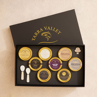 Échantillon gratuit Boîte ronde en métal de qualité alimentaire Boîte d'emballage en fer blanc de caviar Boîte de conserve de haute qualité 30g 50g 125g 250g Boîtes de caviar sous vide en or