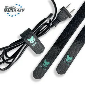 JIEHUAN Reutilizável Soft Stretch Cable Gravatas Gancho e Loop Strap Nylon Ajustável Preço de Fábrica Tecido Escovado ROHS CE ISO9001