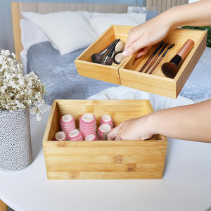 Bamboo Storage <b>Box</b> With Drawers Multi Layer Stackable Desktop Organizer For Jewelry And <b>Makeup</b> Accessories - Product Image 3