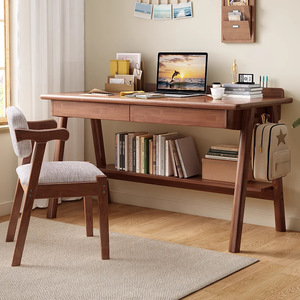 Scrivania in Legno Massello Stile Nordico per Soggiorno, Camera da Letto, Studio, Ufficio Moderno e Semplice, Scrivania per Computer in Stile Giapponese - Product Image 1