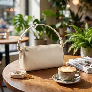 Sac messager pour femme en cuir véritable blanc, imperméable, sac bandoulière, sac à main à fermeture éclair, sac à bandoulière pour un usage quotidien - Product Image 5