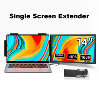 Écran d'extension d'ordinateur portable coulissant de 14 pouces 1080P, moniteur portable 60Hz, 62% sRGB, 250 nits, affichage double écran