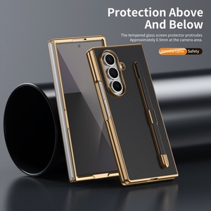 Advanced Carbon Fiber Texture Phone Case for Samsung <b>Fold</b> 8 4 5 6 7 With Stylus Front <b>Screen</b> Protector Plating Shockproof Cover - Product Image 6