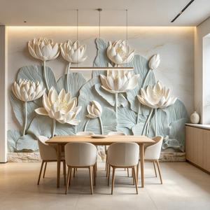 Nouveau papier peint mural <span class=keywords><strong>zen</strong></span> chinois, papier peint en relief 3D réaliste, aspect vertâtre, autocollant mural bleu pour la décoration intérieure <span class=keywords><strong>de</strong></span> la chambre - Product Image 2