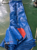 Bâche en polyéthylène tissé imperméable PE, bleue et orange, 4 m x 5 m, 2 kg, pour tentes, auvents et couvertures de toiture extérieures