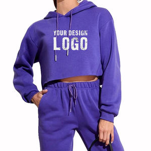 Sweat-shirt court à capuche décontracté pour femme, style sport, épaules tombantes, coupe ample, style Spice Girl, vente en gros - Product Image 2