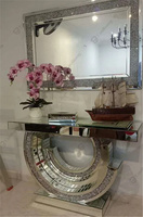 Table de console de luxe en diamant écrasé avec miroir Coolbang Glam Style pour la maison