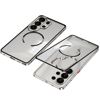 Casing Bingkai Logam Magnetik Elastis untuk Samsung S25 Plus S26 Ultra Penutup Belakang Magnetik Buram A37 A57 Casing Bisnis
