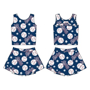 Kerui Oem Boutique Baby Nylon / Cotton Girls 2-Piece Breathable <strong>Elastic</strong> Waist Vest <strong>Skirt</strong> with Shorts Yoga Fitness Tennis Set - Product Image 3