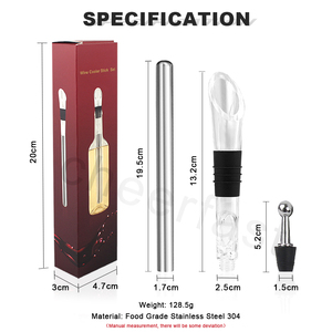 Hỗ trợ để thêm logo của bạn 3-in-1 thép không gỉ uống Máy làm lạnh gậy và rượu vang Aerator rượu vang pourer Cooler Stick rượu vang Bộ quà tặng - Product Image 3