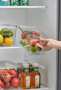 Bộ 4 hộp đựng thức ăn hình chữ nhật bằng nhựa PET đúc khuôn, có ngăn kéo, nắp đậy, xếp chồng được, dùng trong tủ lạnh - Product Image 2