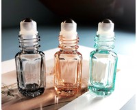 Flacon à bille octogonal en verre coloré transparent de 3 ml, 6 ml, 10 ml pour parfum et huile essentielle