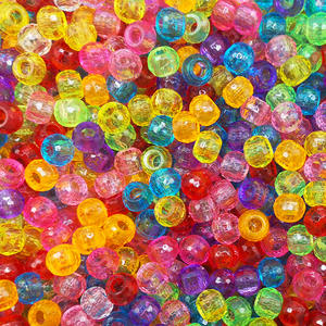 6*9mm arc-en-ciel grand trou tresses perles pour enfants solide acrylique lâche poney perle bricolage à la main matériel de perle - Product Image 6