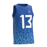 Jersey Voli Pria Kustom Tanpa Lengan, Bahan Polyester 100% Bernapas, Cepat Kering, Cetak Transfer Panas Kelas Profesional