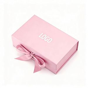 Custom Logo Luxury Rigid Pink Gift Box With Lids Magnetic Closure Collapsible With Contains Card <b>Ribbon</b> for Gift Packaging - Product Image 1