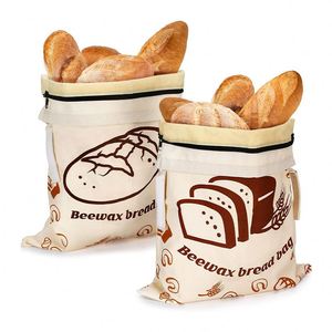 Sac de conservation réutilisable en coton et cire d'abeille pour pain au levain, avec logo et motifs personnalisés OEM, pour garder les aliments frais - Product Image 2