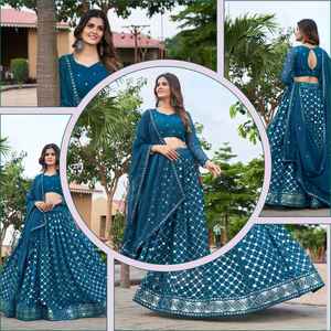 Ropa india y pakistaní Lehenga Choli tradicional para mujer Ropa de boda y Festival a precio de lote - Product Image 2