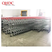 Chariot de courses à deux niveaux en fil de zinc pour supermarché
