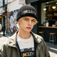 AMCLEVER 2026 Bonnet en tricot d'hiver coupe-vent chaud pour hommes et femmes, idéal pour la course, le cyclisme et les sports, casquette décontractée anti-froid, logo personnalisé OEM