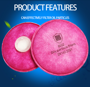 Respirateur demi-masque réutilisable avec filtres anti-particules roses remplaçables, modèle 8002, pour la protection contre la poussière - Product Image 2